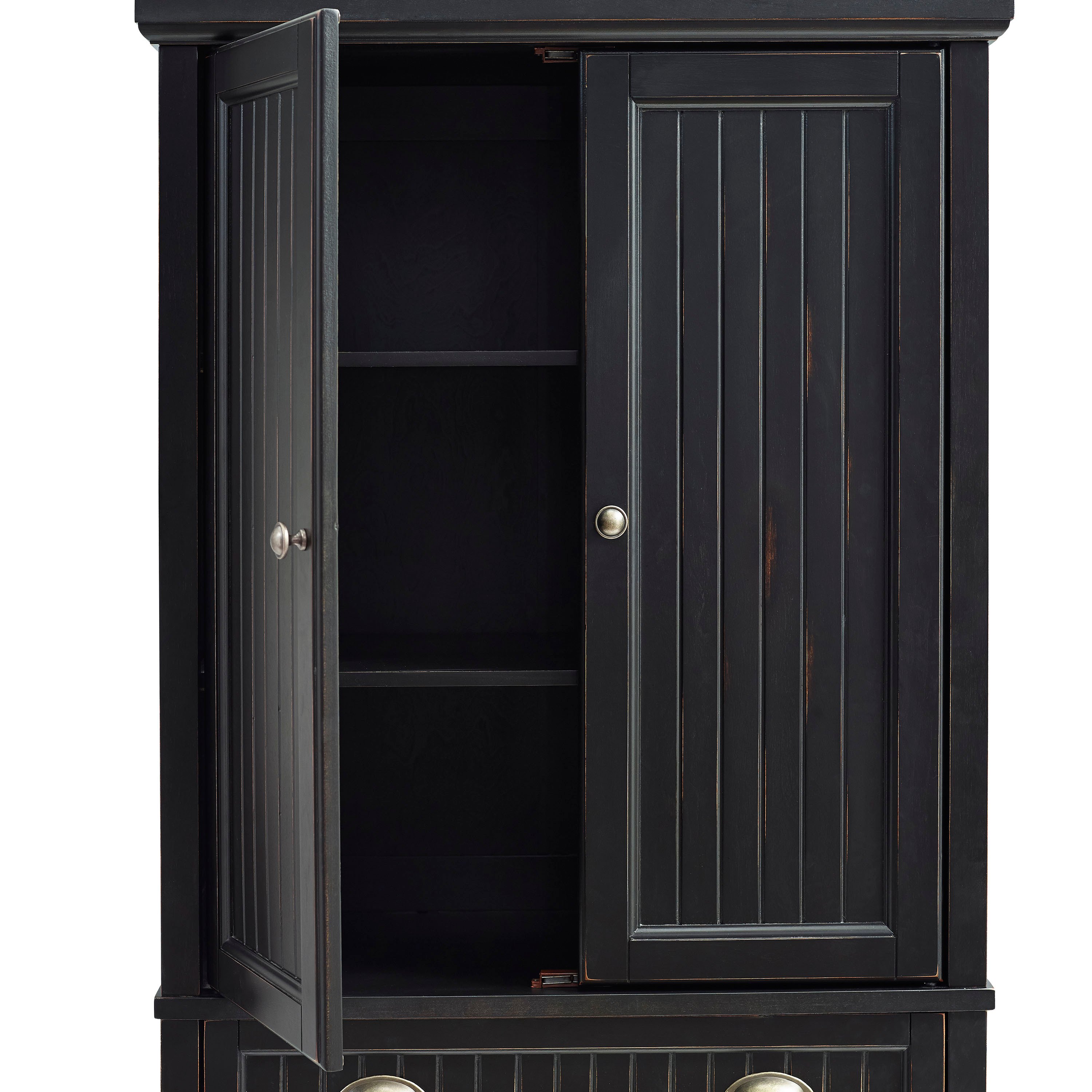 CF3103-BK Distressed Black Kitchen Pantry Cabinet - Seaside-5