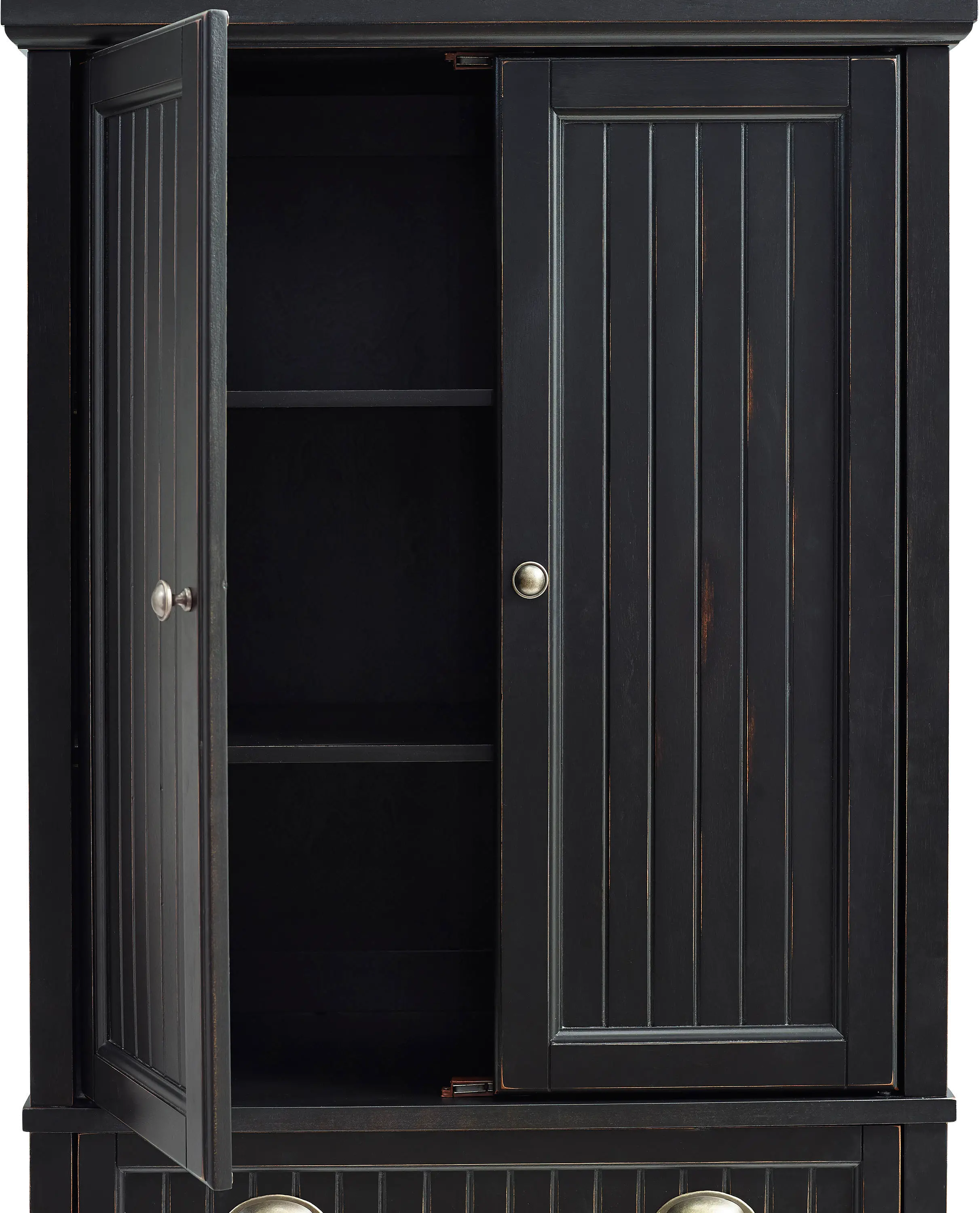 CF3103-BK Distressed Black Kitchen Pantry Cabinet - Seaside-5