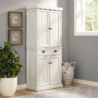 CF3103-WH Distressed White Kitchen Pantry Cabinet - Seaside