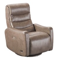 Seal Brown Leather-Match Power Swivel Glider Recliner - Lexie