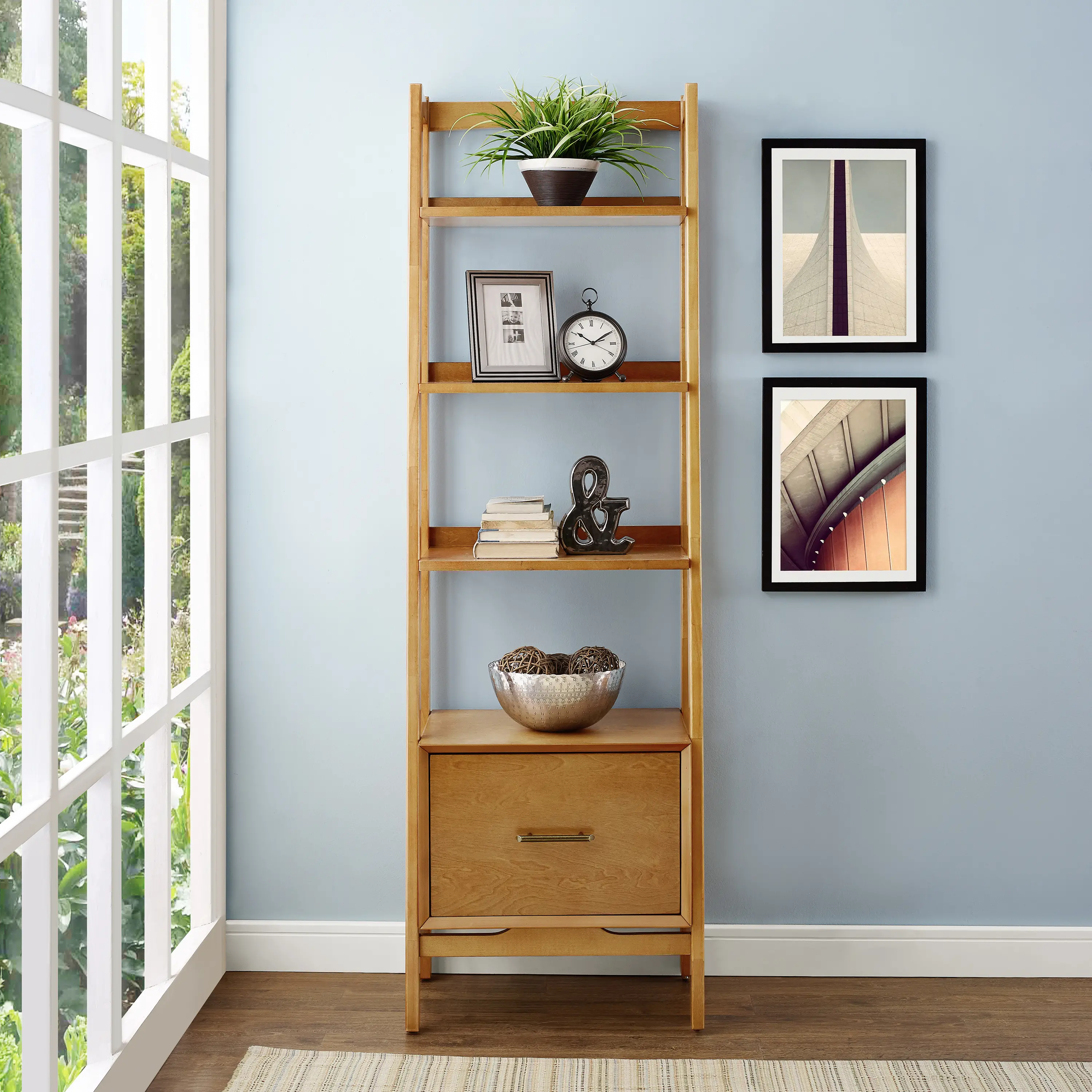 CF1109-AC Landon Small Modern Brown Bookcase-2