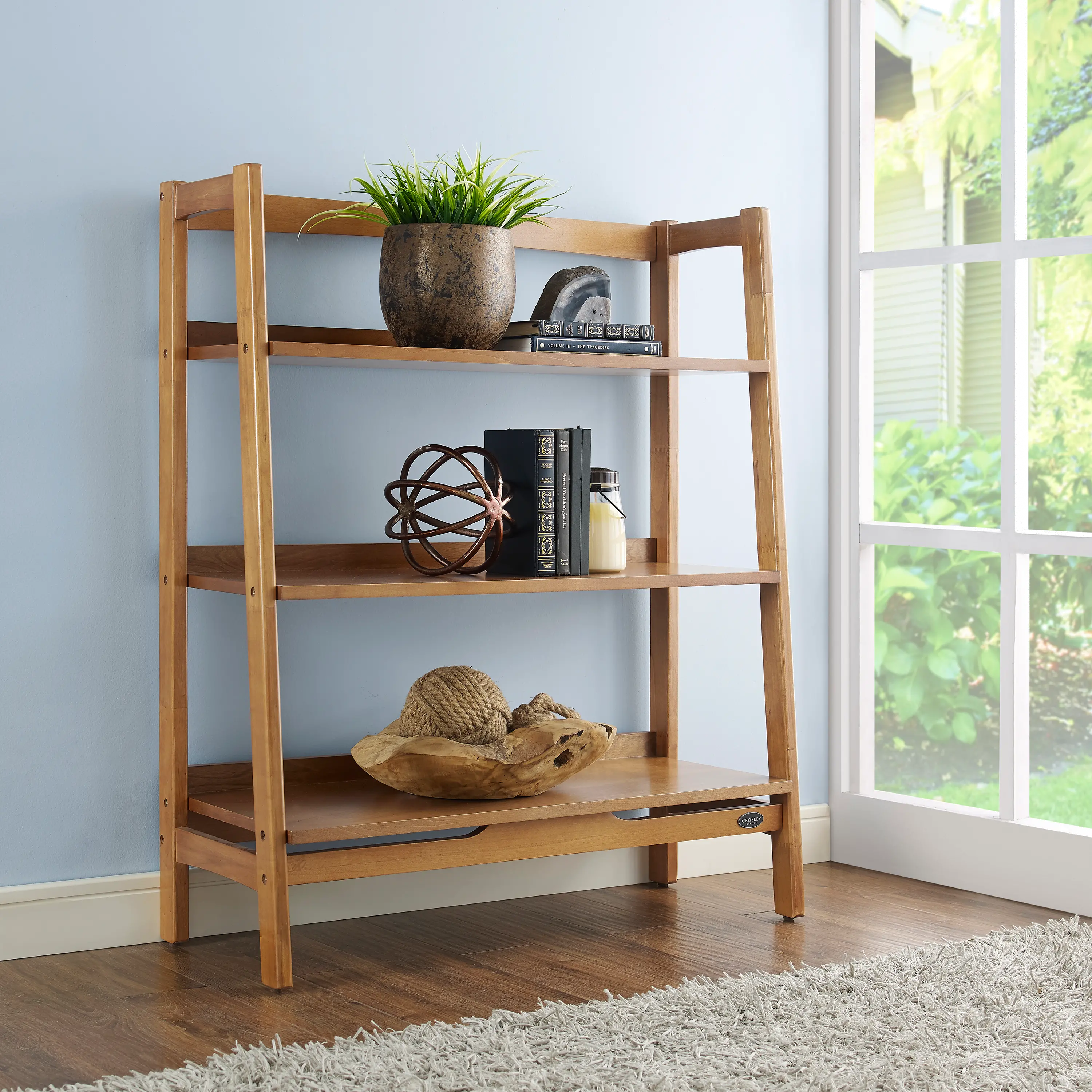 CF1111-AC Landon Wide Modern Brown Bookcase-1