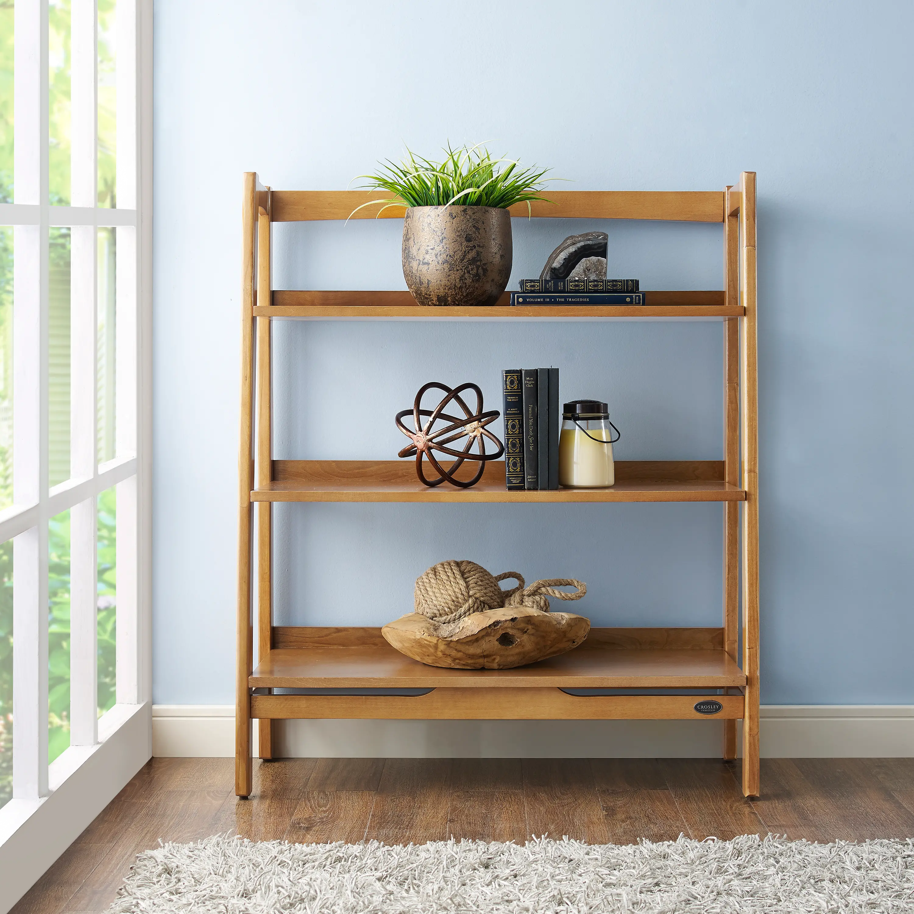 CF1111-AC Landon Wide Modern Brown Bookcase-2
