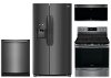 KIT Frigidaire Gallery 4 Piece Electric Kitchen Appliance Package with Side by Side Refrigerator - Black Stainless Steel