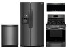 KIT Frigidaire Gallery 4 Piece Gas Kitchen Appliance Package with Side by Side Refrigerator - Black Stainless Steel