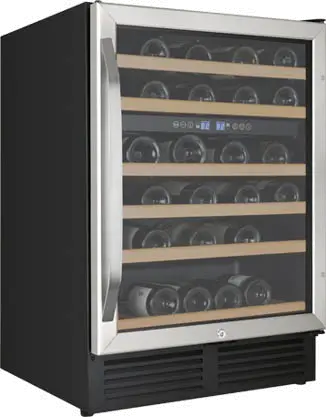 WCR496DS Avanti 49 Bottle Wide Built-In Dual Zone Wine Chiller - 24 Inch Stainless Steel and Black-1