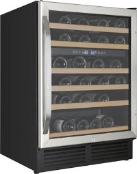 WCR496DS Avanti 49 Bottle Wide Built-In Dual Zone Wine Chiller - 24 Inch Stainless Steel and Black