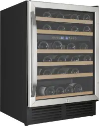 WCR496DS Avanti 49 Bottle Wide Built-In Dual Zone Wine Chiller - 24 Inch Stainless Steel and Black