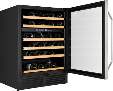 WCR496DS Avanti 49 Bottle Wide Built-In Dual Zone Wine Chiller - 24 Inch Stainless Steel and Black-2