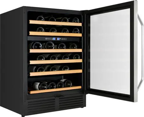 WCR496DS Avanti 49 Bottle Wide Built-In Dual Zone Wine Chiller - 24 Inch Stainless Steel and Black-2