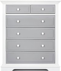 844-WPG Gray and White 6-Drawer Chest - Parker
