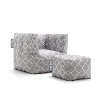 0670634 Contemporary Gray Bean Bag Chair and Ottoman - Cube