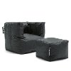 0670602 Contemporary Black Bean Bag Chair and Ottoman - Cube