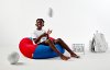 1175284 Red and Blue Spandex Bean Bag Chair - Kushi