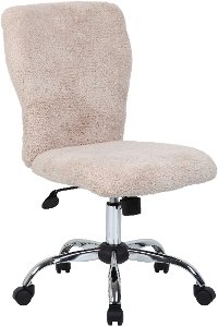 Comfortable Cream Fur Office Chair