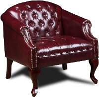 Red Button-Tufted Chair