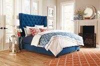 Traditional Blue King Upholstered Bed - Westerly