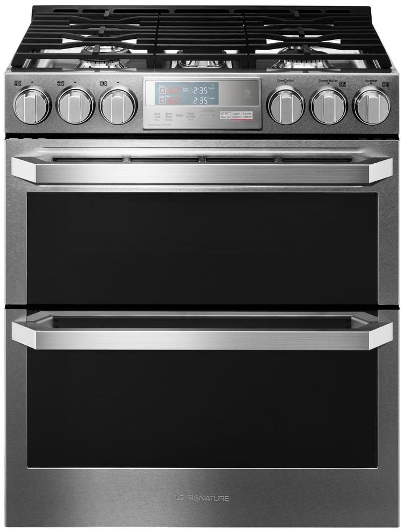 Lg Signature Slide In Gas Range With Double Oven Textured Steel Lg Signature Slide In Gas Range With Double Oven Textured Steel