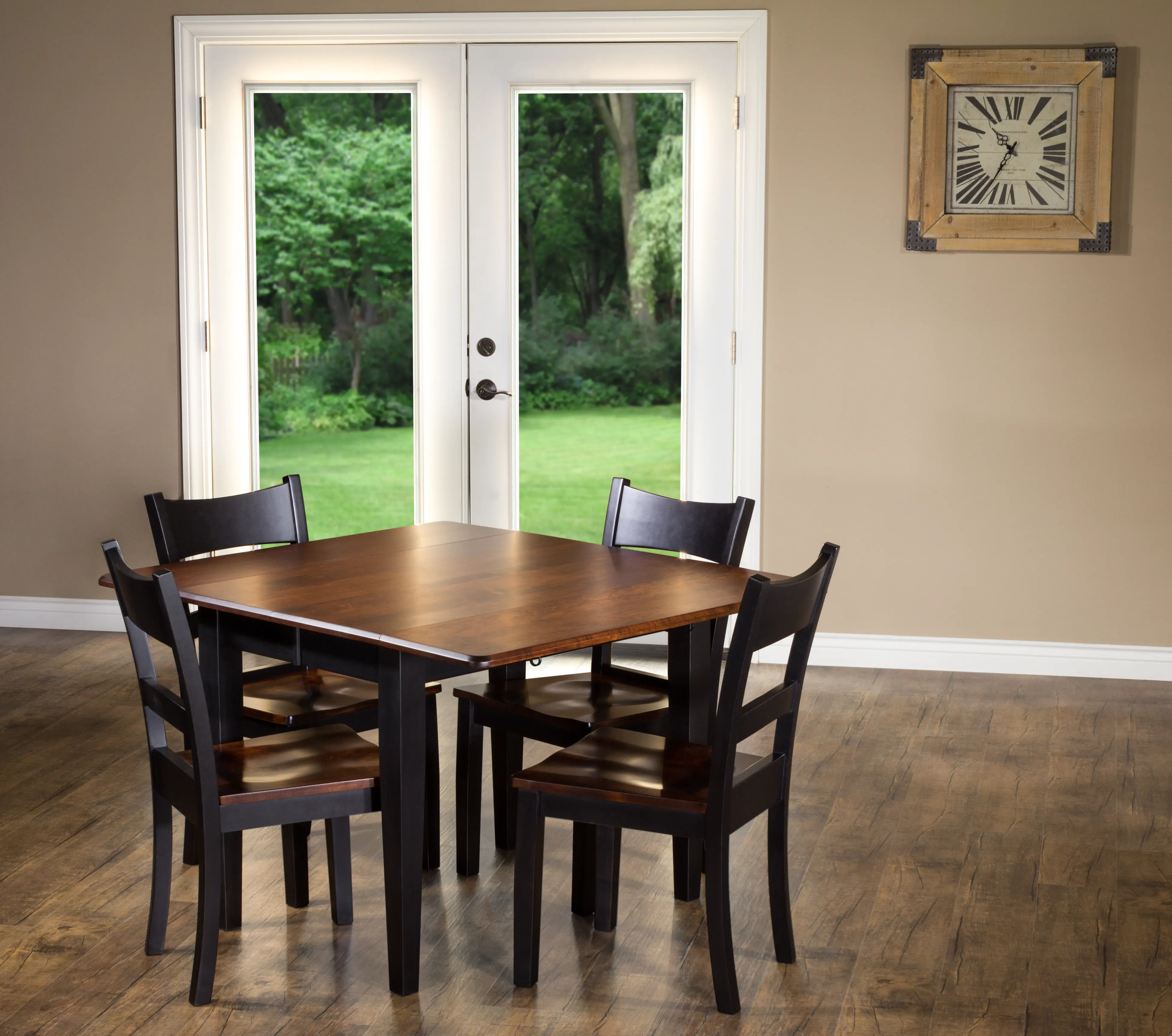 Maple and Black 5 Piece Dining Set with Ladder Back Chairs - Saber-1