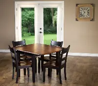 Maple and Black 5 Piece Dining Set with Ladder Back Chairs - Saber