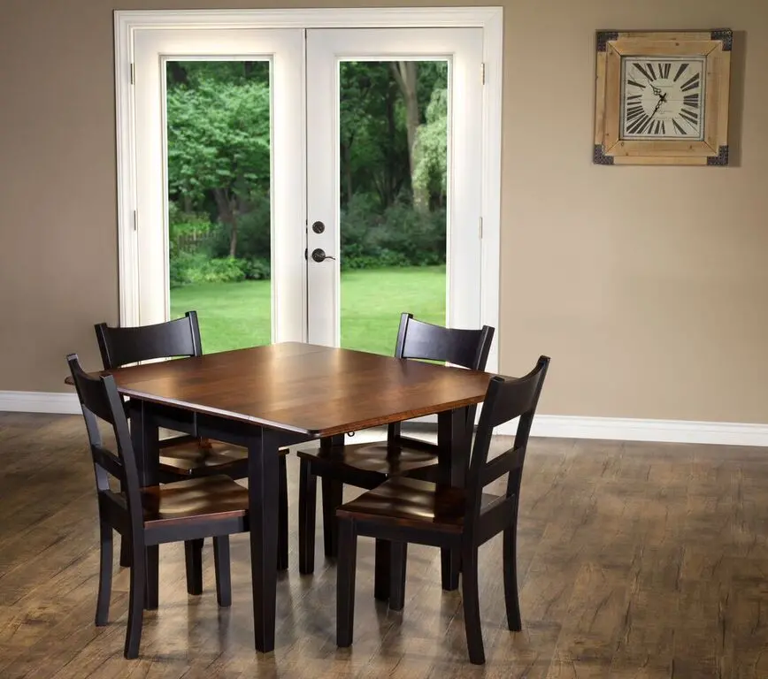 Maple and Black 5 Piece Dining Set with Ladder Back Chairs - Saber-2