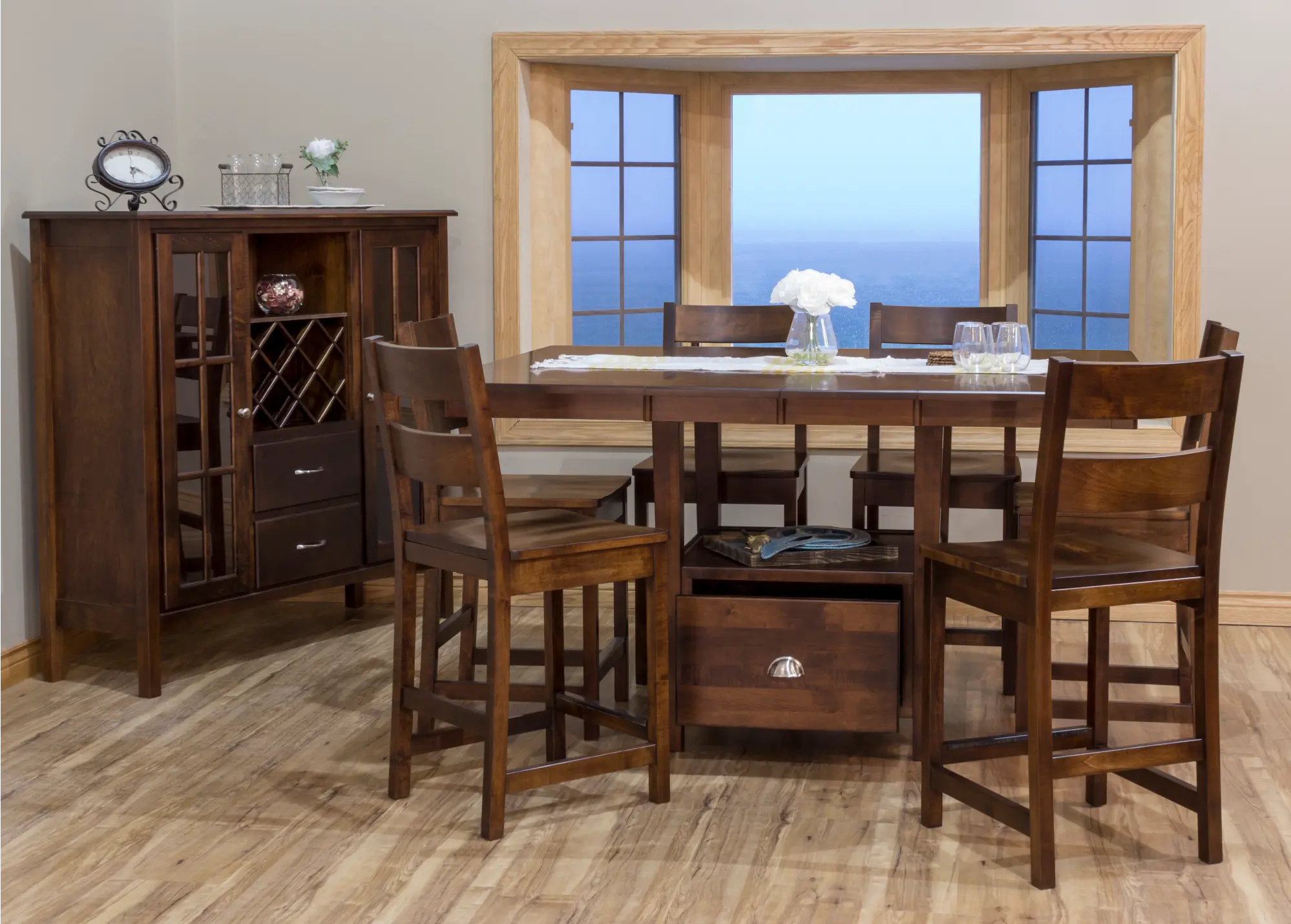 Larkin Dark Brown Counter Height Dining Room Table-2