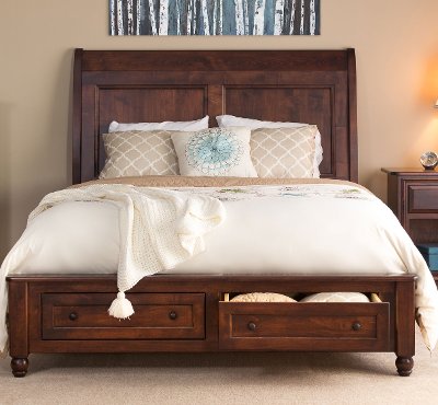 Classic Maple Brown 4 Piece Queen Storage Bed - Charlton