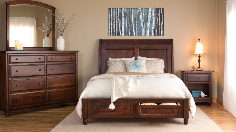 classic maple brown 4 piece queen bedroom set - charlton | rc willey