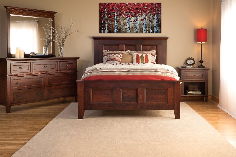 classic cherry brown 4 piece queen bedroom set - brentwood | rc