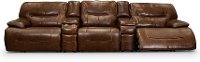 Bramble Brown Leather-Match Power Reclining Sectional Sofa - Max