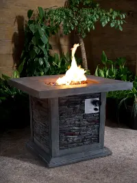 Gray Stone Gas Outdoor Fire Pit - Nusa