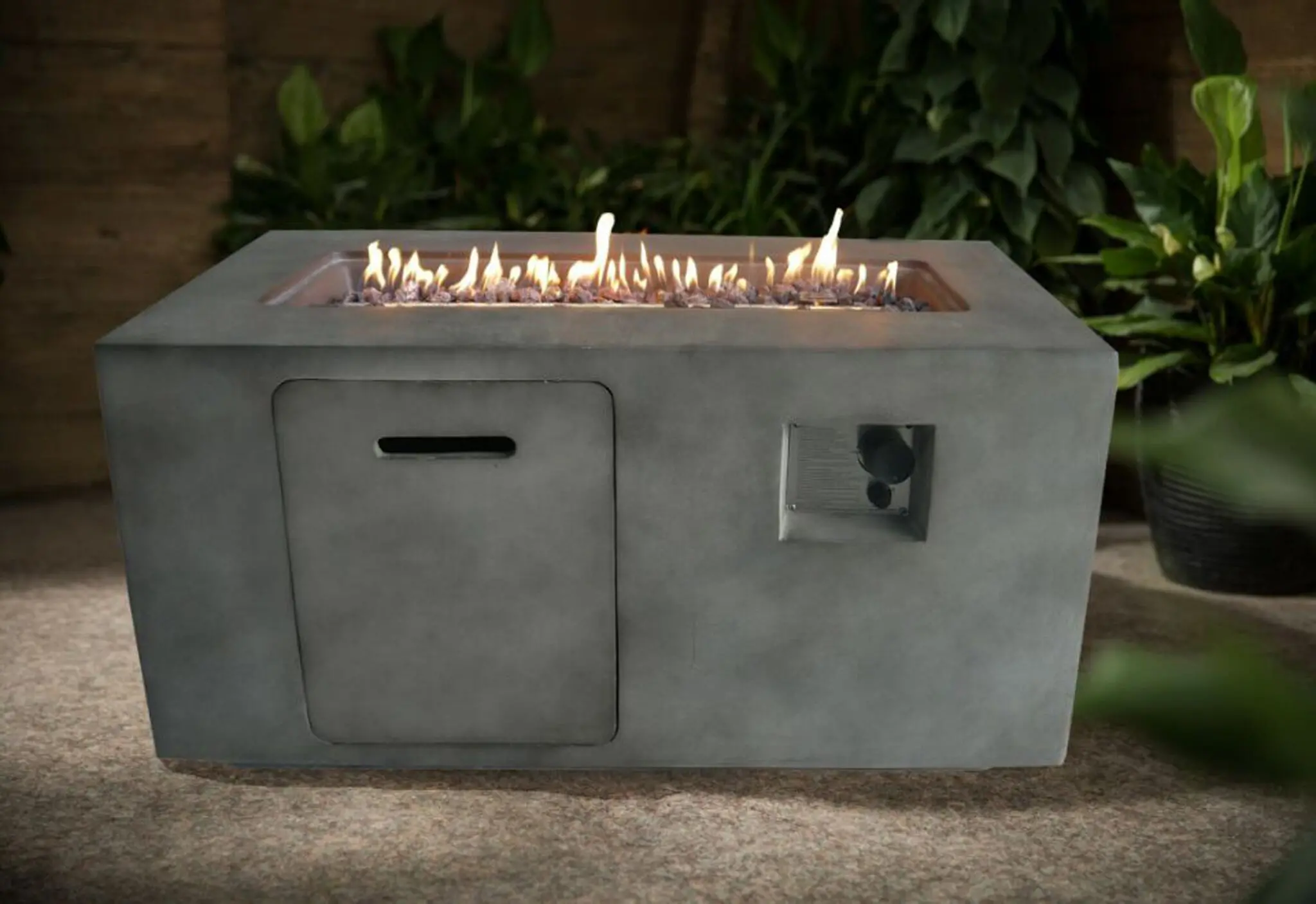 Gray Cement Rectangle Fire Pit - Nusa-1