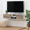 11505 White and Weathered Oak Wide Wall Mounted Media Console - Agora