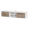 11505 White and Weathered Oak Wide Wall Mounted Media Console - Agora-3