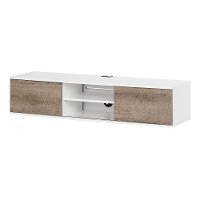 11505 White and Weathered Oak Wide Wall Mounted Media Console - Agora-3