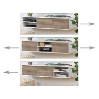 11505 White and Weathered Oak Wide Wall Mounted Media Console - Agora-6