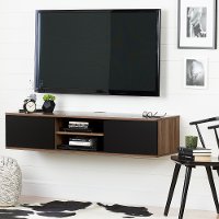 11506 Natural Walnut and Black Wall Mounted Medial Console - Agora