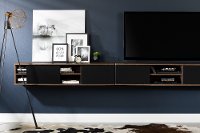 11506 Natural Walnut and Black Wall Mounted Medial Console - Agora-3