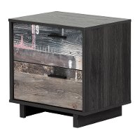 11754 Modern Industrial Gray Oak and Plank Nightstand - Fynn