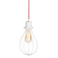 100340 White Teardrop Shade with Pink Cord Fixture-2