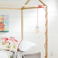 100340 White Teardrop Shade with Pink Cord Fixture-4
