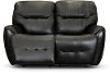 Black Leather-Match Power Reclining Loveseat - Blaise