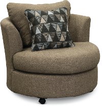 Casual Contemporary Pine Tweed Swivel Chair - Emerson