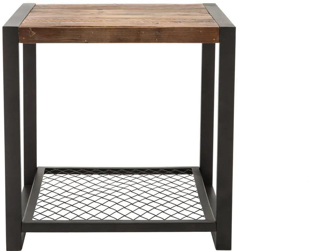 Metal/ Reclaimed Wood End Table - Brixton-2