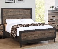 Rustic Industrial Ebony and Mahogany Queen Bed - Tacoma