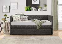 Modern Dark Gray Upholstered Daybed with Trundle - Vining-2