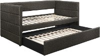 Modern Dark Gray Upholstered Daybed with Trundle - Vining-4
