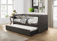 Modern Dark Gray Upholstered Daybed with Trundle - Vining-5