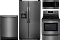 KIT Frigidaire 4 Piece Kitchen Appliance Package with Electric 5.3 cu. ft. Range - Black Stainless Steel