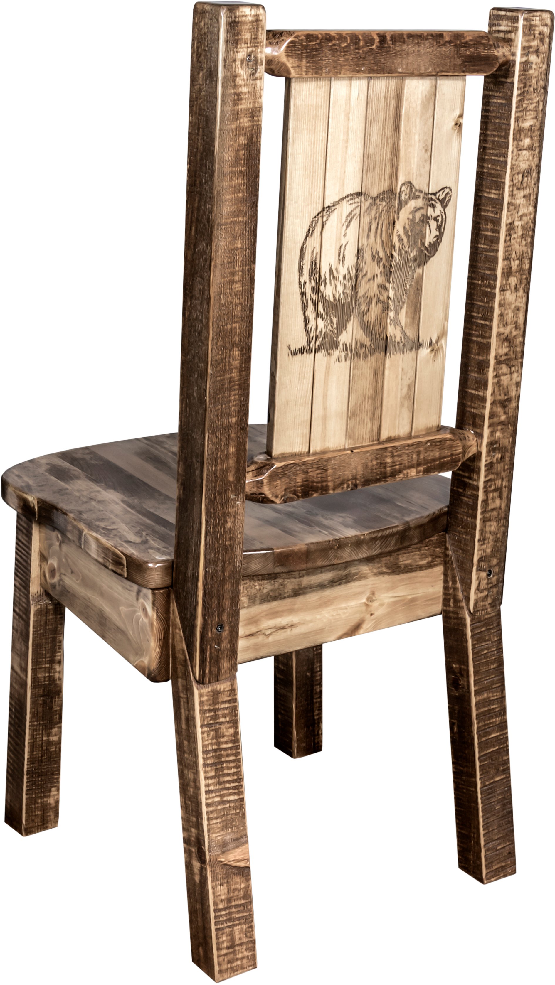Rustic Laser Engraved Bear Dining Chair - Homestead-1